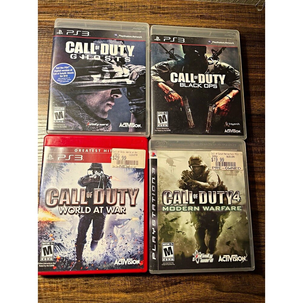 Activision Call of Duty PS3 Game Lot 4: Ghosts, Black Ops, WaW, COD4 (NTSC)